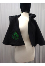 Cloakmakers.com 5607-Washable All Wool Black Cloak w/ Black Hood Lining & Pockets and Turtle Embroidery!