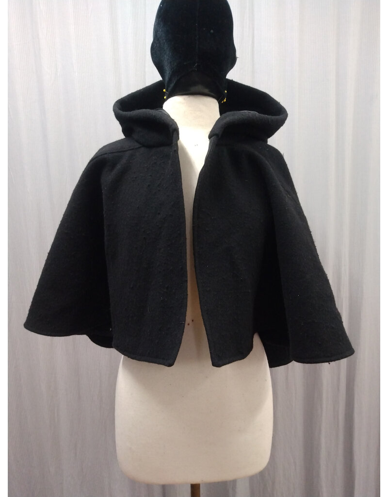 Cloakmakers.com 5607-Washable All Wool Black Cloak w/ Black Hood Lining & Pockets and Turtle Embroidery!