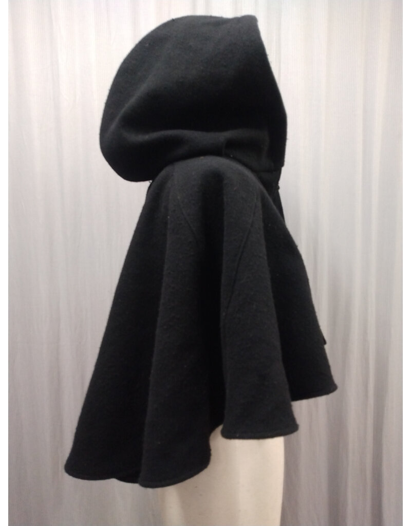 Cloakmakers.com 5607-Washable All Wool Black Cloak w/ Black Hood Lining & Pockets and Turtle Embroidery!