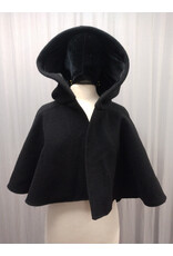 Cloakmakers.com 5607-Washable All Wool Black Cloak w/ Black Hood Lining & Pockets and Turtle Embroidery!