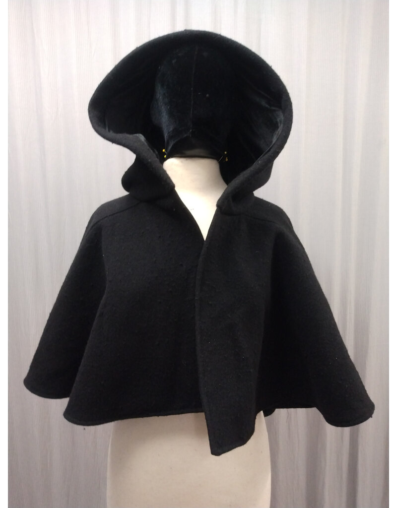 Cloakmakers.com 5607-Washable All Wool Black Cloak w/ Black Hood Lining & Pockets and Turtle Embroidery!