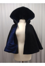 Cloakmakers.com 5608-Washable All Wool Black Cloak w/ Blue Moleskin Hood Lining & Pockets