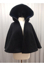 Cloakmakers.com 5608-Washable All Wool Black Cloak w/ Blue Moleskin Hood Lining & Pockets