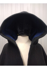 Cloakmakers.com 5608-Washable All Wool Black Cloak w/ Blue Moleskin Hood Lining & Pockets