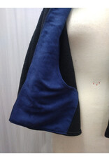 Cloakmakers.com 5608-Washable Thick Black 100% Wool Cloak w/ Blue Faux Suede Hood Lining & Pockets