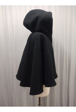 Cloakmakers.com 5608-Washable Thick Black 100% Wool Cloak w/ Blue Faux Suede Hood Lining & Pockets