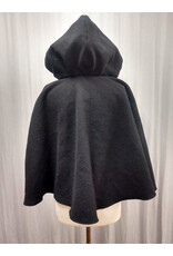 Cloakmakers.com 5608-Washable Thick Black 100% Wool Cloak w/ Blue Faux Suede Hood Lining & Pockets