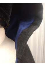 Cloakmakers.com 5608-Washable Thick Black 100% Wool Cloak w/ Blue Faux Suede Hood Lining & Pockets