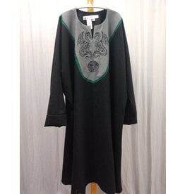 Cloakmakers.com J873-Washable Black Wool Tunic w/ Gray Center Panel and Dual Dragons