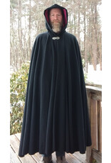 Cloakmakers.com 5609-Washable 100% Black Wool Cloak w/ Burgundy Hood Lining