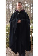 Cloakmakers.com 5609-Washable 100% Black Wool Cloak w/ Burgundy Hood Lining