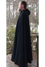 Cloakmakers.com 5609-Washable 100% Black Wool Cloak w/ Burgundy Hood Lining