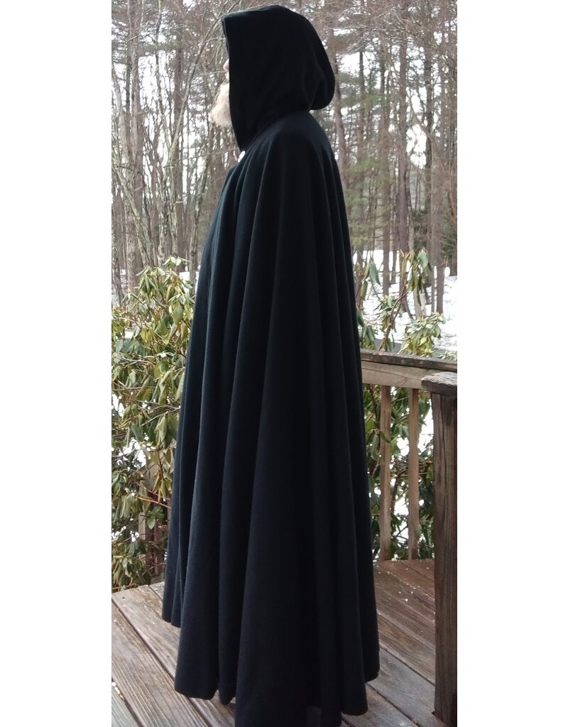 Cloakmakers.com 5609-Washable 100% Black Wool Cloak w/ Burgundy Hood Lining