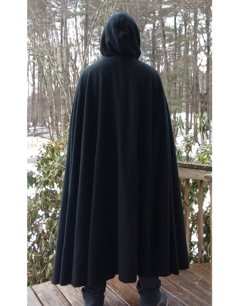 Cloakmakers.com 5609-Washable 100% Black Wool Cloak w/ Burgundy Hood Lining