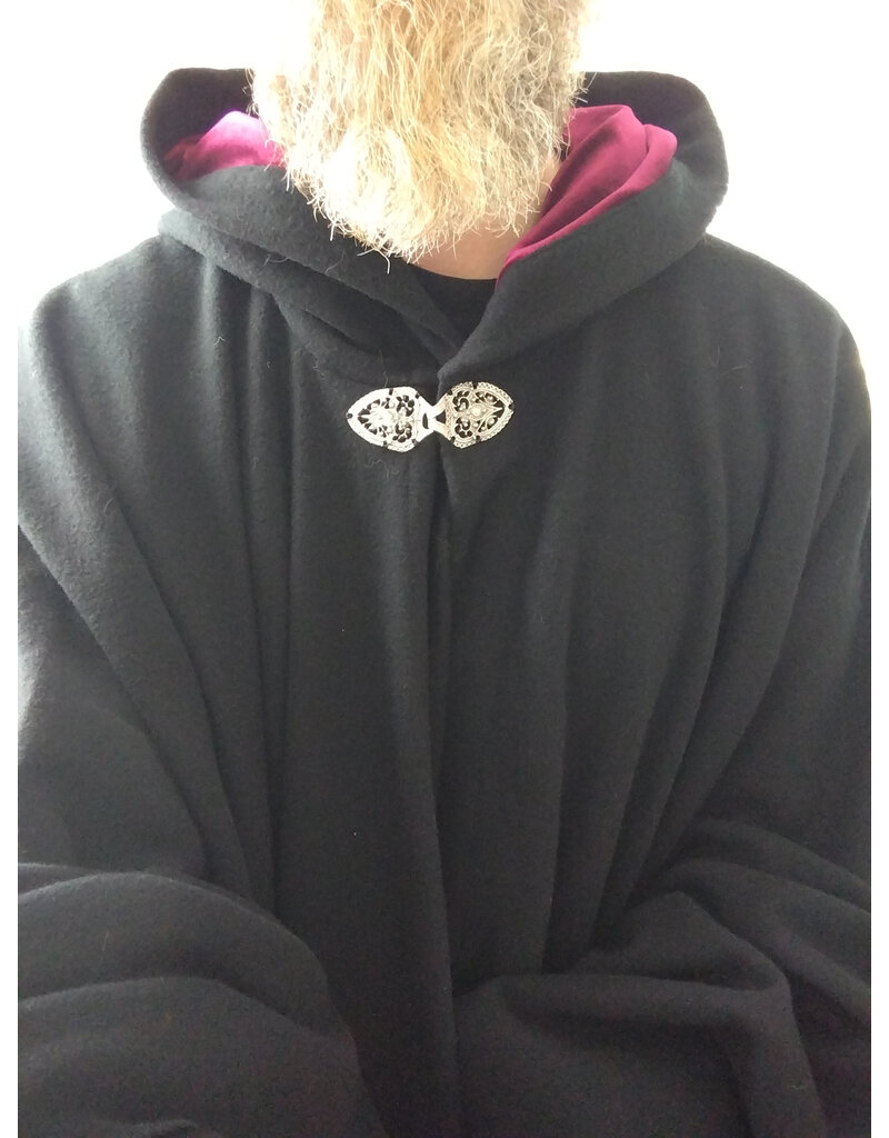 Cloakmakers.com 5609-Washable 100% Black Wool Cloak w/ Burgundy Hood Lining