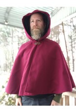 Cloakmakers.com 5610-Washable Raspberry Faux Wool Cloak w/ Black Velvet Hood Lining & Pockets