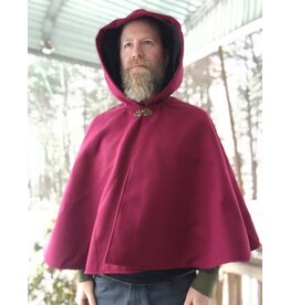 Cloakmakers.com 5610-Washable Raspberry Polyester Cloak w/ Black Velvet Hood Lining & Pockets