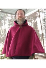 Cloakmakers.com 5610-Washable Raspberry Faux Wool Cloak w/ Black Velvet Hood Lining & Pockets