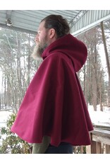 Cloakmakers.com 5610-Washable Raspberry Faux Wool Cloak w/ Black Velvet Hood Lining & Pockets