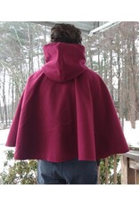 Cloakmakers.com 5610-Washable Raspberry Faux Wool Cloak w/ Black Velvet Hood Lining & Pockets