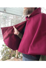 Cloakmakers.com 5610-Washable Raspberry Faux Wool Cloak w/ Black Velvet Hood Lining & Pockets