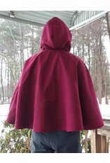Cloakmakers.com 5610-Washable Raspberry Faux Wool Cloak w/ Black Velvet Hood Lining & Pockets