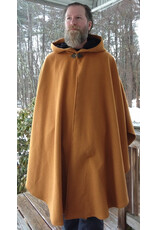 Cloakmakers.com 5611-Washable Amber Wool Blend Cloak w/ Black Velvet Hood Lining & Pale Yellow Pockets