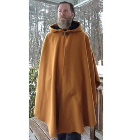 Cloakmakers.com 5611-Washable Amber Wool Blend Cloak w/ Black Velvet Hood Lining & Pale Yellow Pockets
