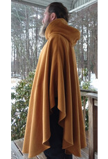 Cloakmakers.com 5611-Washable Amber Wool Blend Cloak w/ Black Velvet Hood Lining & Pale Yellow Pockets