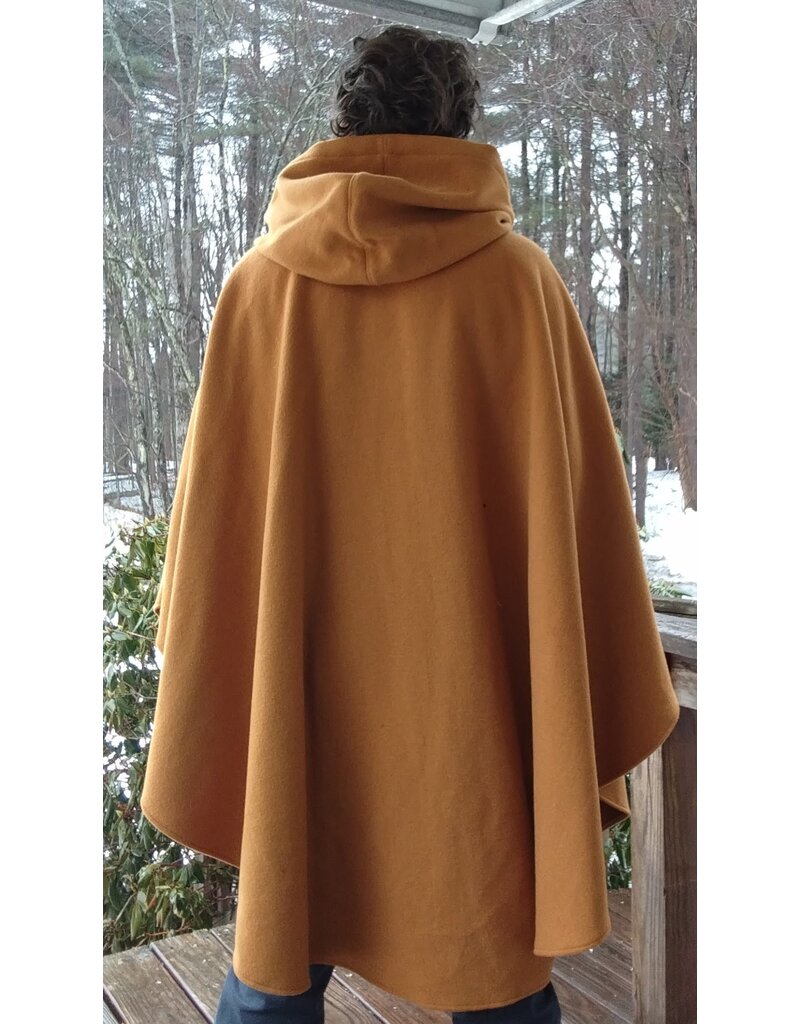 Cloakmakers.com 5611-Washable Amber Wool Blend Cloak w/ Black Velvet Hood Lining & Pale Yellow Pockets