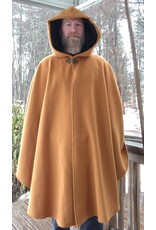 Cloakmakers.com 5611-Washable Amber Wool Blend Cloak w/ Black Velvet Hood Lining & Pale Yellow Pockets