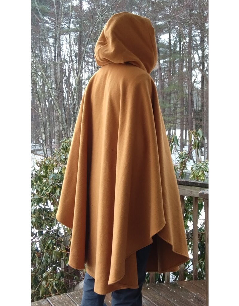 Cloakmakers.com 5611-Washable Amber Wool Blend Cloak w/ Black Velvet Hood Lining & Pale Yellow Pockets