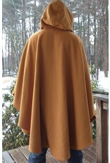 Cloakmakers.com 5611-Washable Amber Wool Blend Cloak w/ Black Velvet Hood Lining & Pale Yellow Pockets