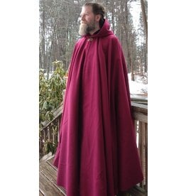 Cloakmakers.com 5613-Washable Raspberry Polyester Cloak w/ Black Velvet Hood Lining