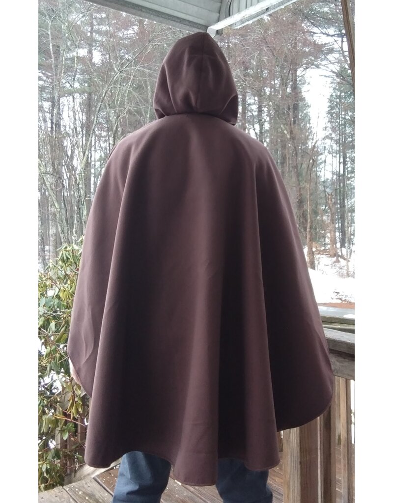 Cloakmakers.com 5614-Washable Brown Polyester Cloak w/ Olive Green Hood Lining & Pockets