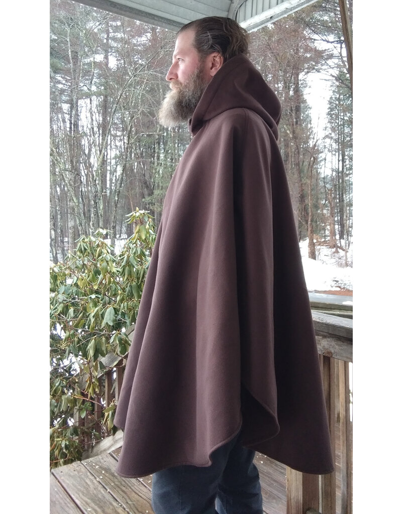 Cloakmakers.com 5614-Washable Brown Polyester Cloak w/ Olive Green Hood Lining & Pockets