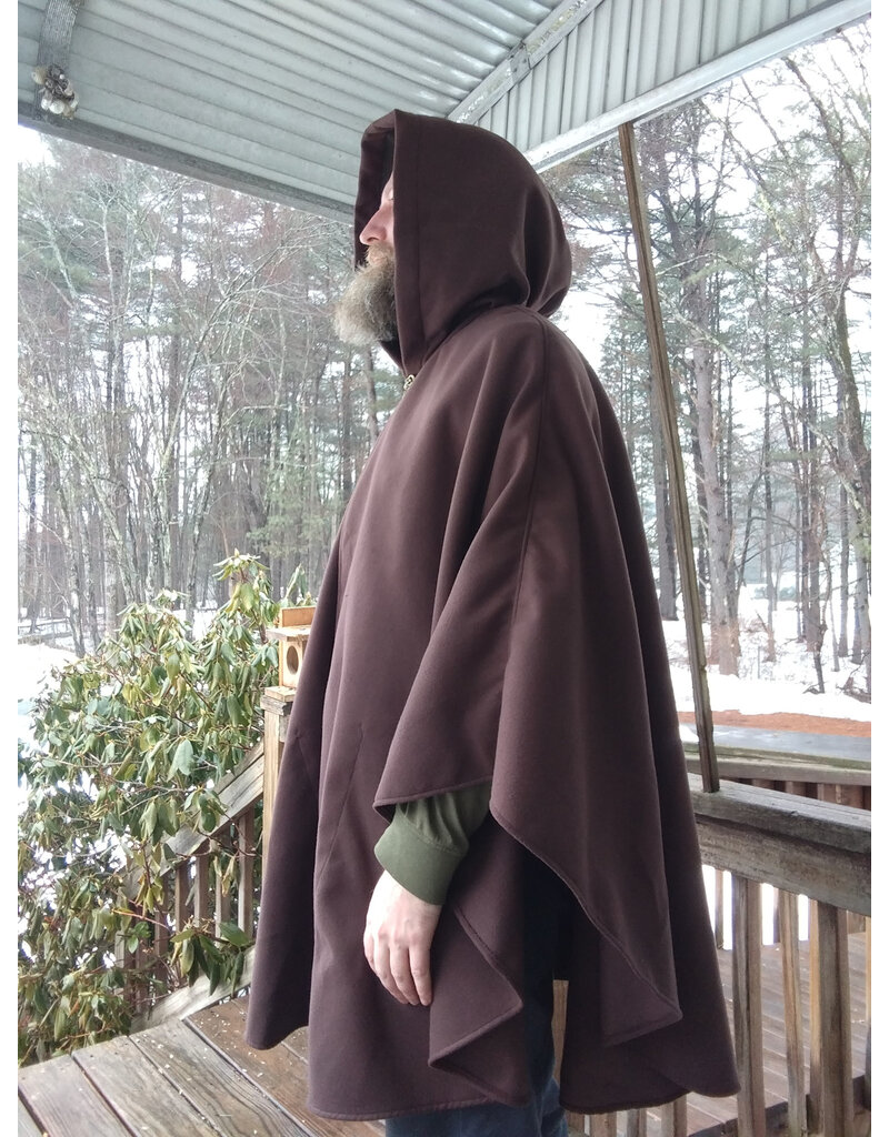Cloakmakers.com 5614-Washable Brown Polyester Cloak w/ Olive Green Hood Lining & Pockets