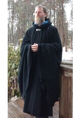Cloakmakers.com 5615-Washable Wool Black Cloak w/ Blue Velvet Hood Lining