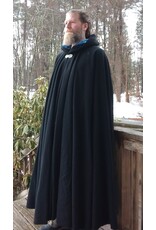 Cloakmakers.com 5615-Washable Wool Black Cloak w/ Blue Velvet Hood Lining