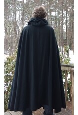 Cloakmakers.com 5615-Washable Wool Black Cloak w/ Blue Velvet Hood Lining