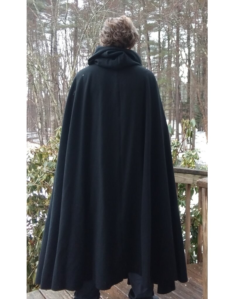 Cloakmakers.com 5615-Washable Wool Black Cloak w/ Blue Velvet Hood Lining