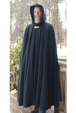 Cloakmakers.com 5615-Washable Wool Black Cloak w/ Blue Velvet Hood Lining