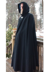 Cloakmakers.com 5615-Washable Wool Black Cloak w/ Blue Velvet Hood Lining