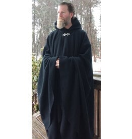 Cloakmakers.com 5617-Washable All Wool Black Cloak w/ Gray Moleskin Hood Lining