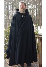 Cloakmakers.com 5617-Washable All Wool Black Cloak w/ Gray Moleskin Hood Lining