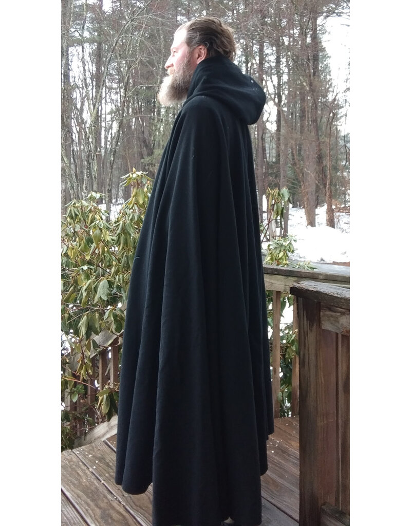 Cloakmakers.com 5617-Washable All Wool Black Cloak w/ Gray Moleskin Hood Lining