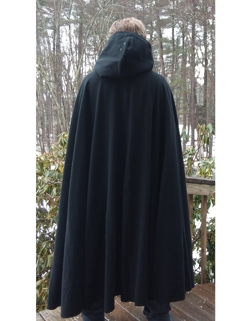 Cloakmakers.com 5617-Washable All Wool Black Cloak w/ Gray Moleskin Hood Lining