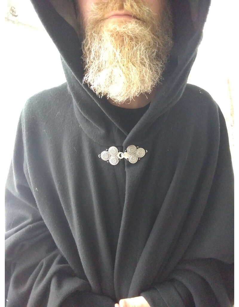 Cloakmakers.com 5617-Washable All Wool Black Cloak w/ Gray Moleskin Hood Lining