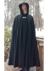 Cloakmakers.com 5617-Washable All Wool Black Cloak w/ Gray Moleskin Hood Lining