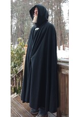 Cloakmakers.com 5617-Washable All Wool Black Cloak w/ Gray Moleskin Hood Lining